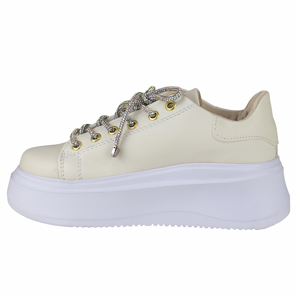 Tenis Plataforma Para Mujer Shadow Urbanos 3014 Blanco Latte.