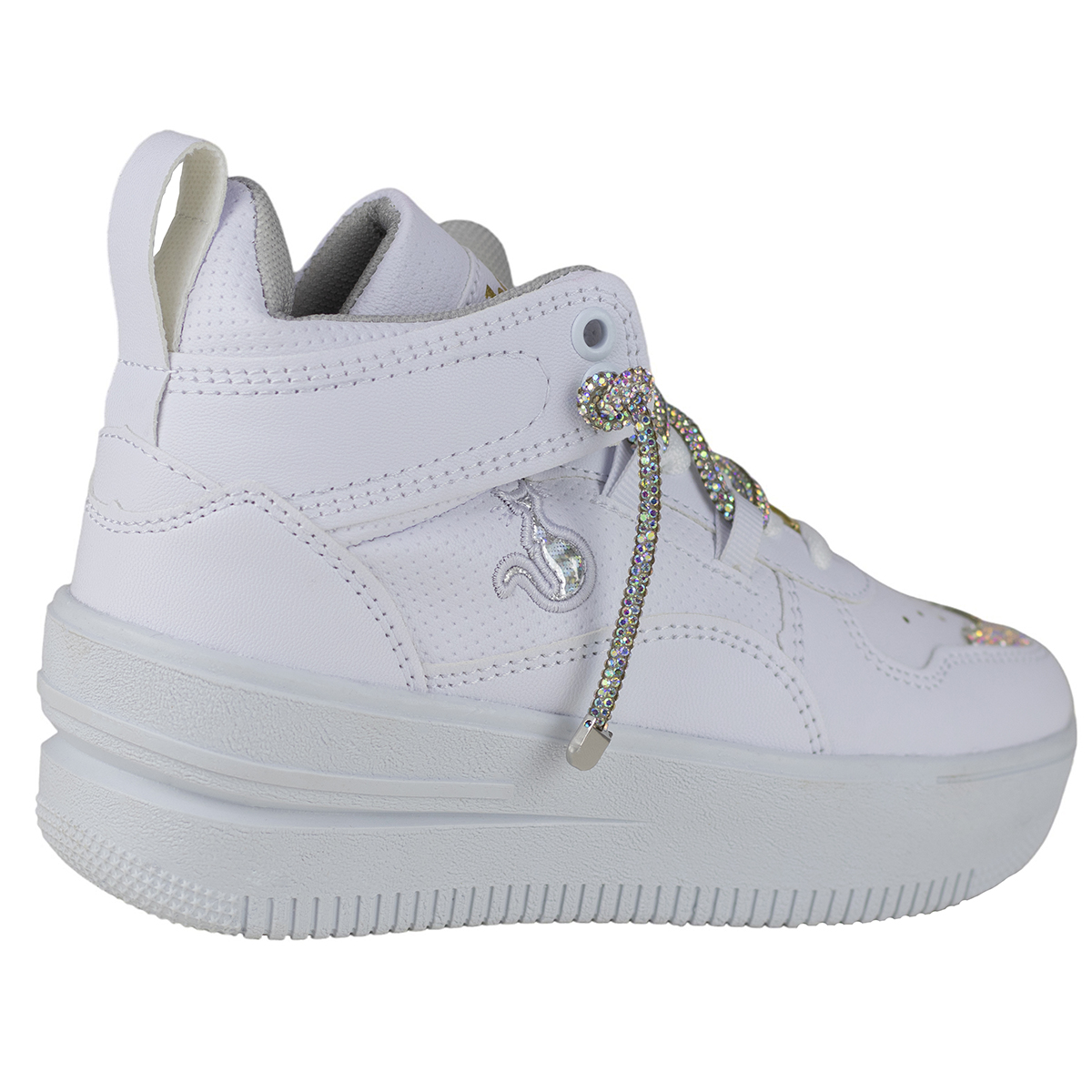Tenis Tipo Bota Plataforma Mujer Shadow 3003 Blanco Tornasol.