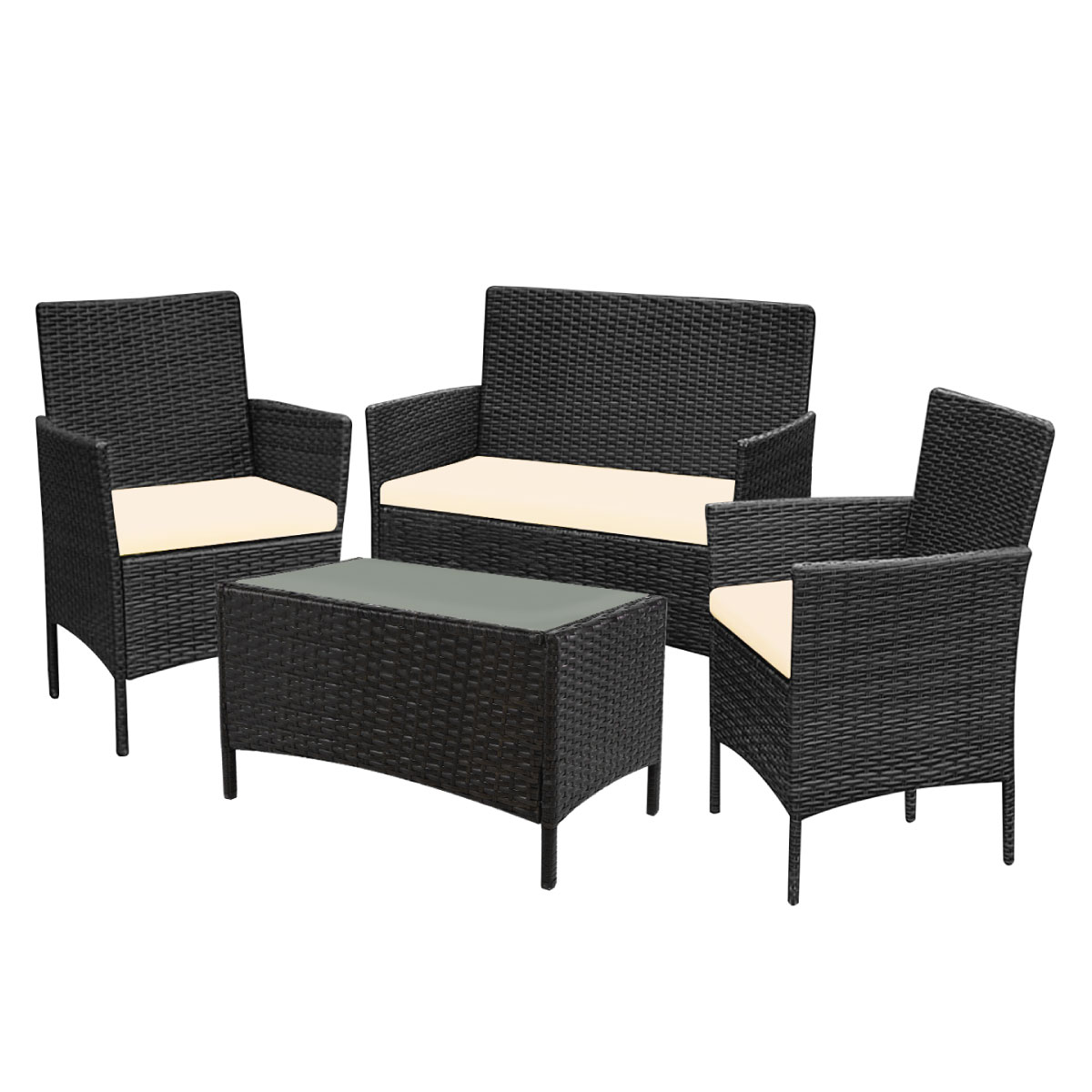 Sala Para Jardin  Exteriores Tipo Rattan 4piezas + Cojines.