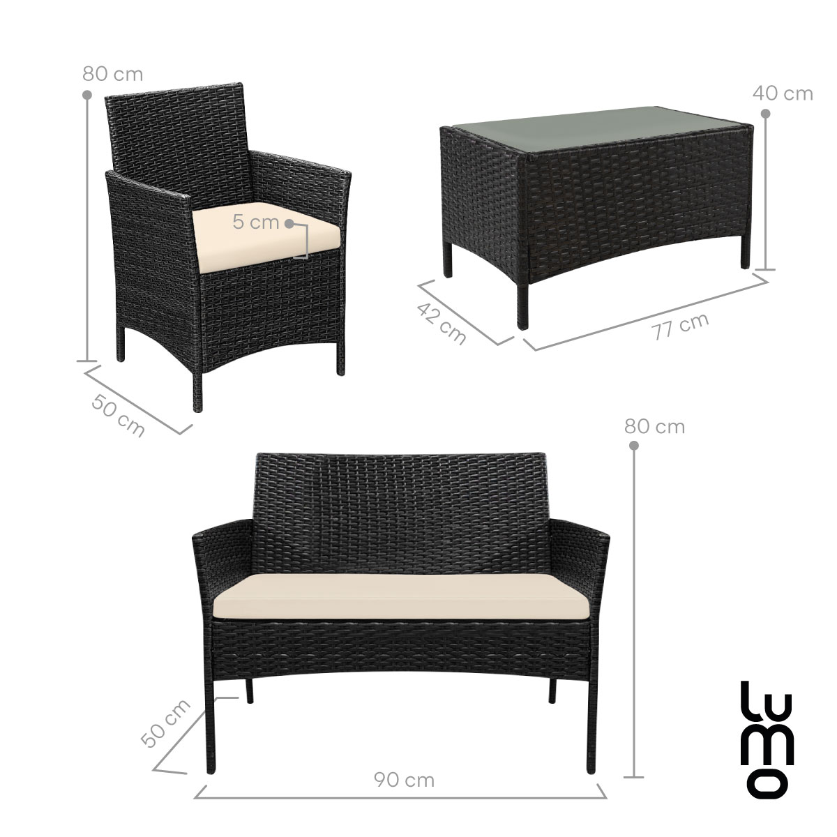 Sala Para Jardin  Exteriores Tipo Rattan 4piezas + Cojines.