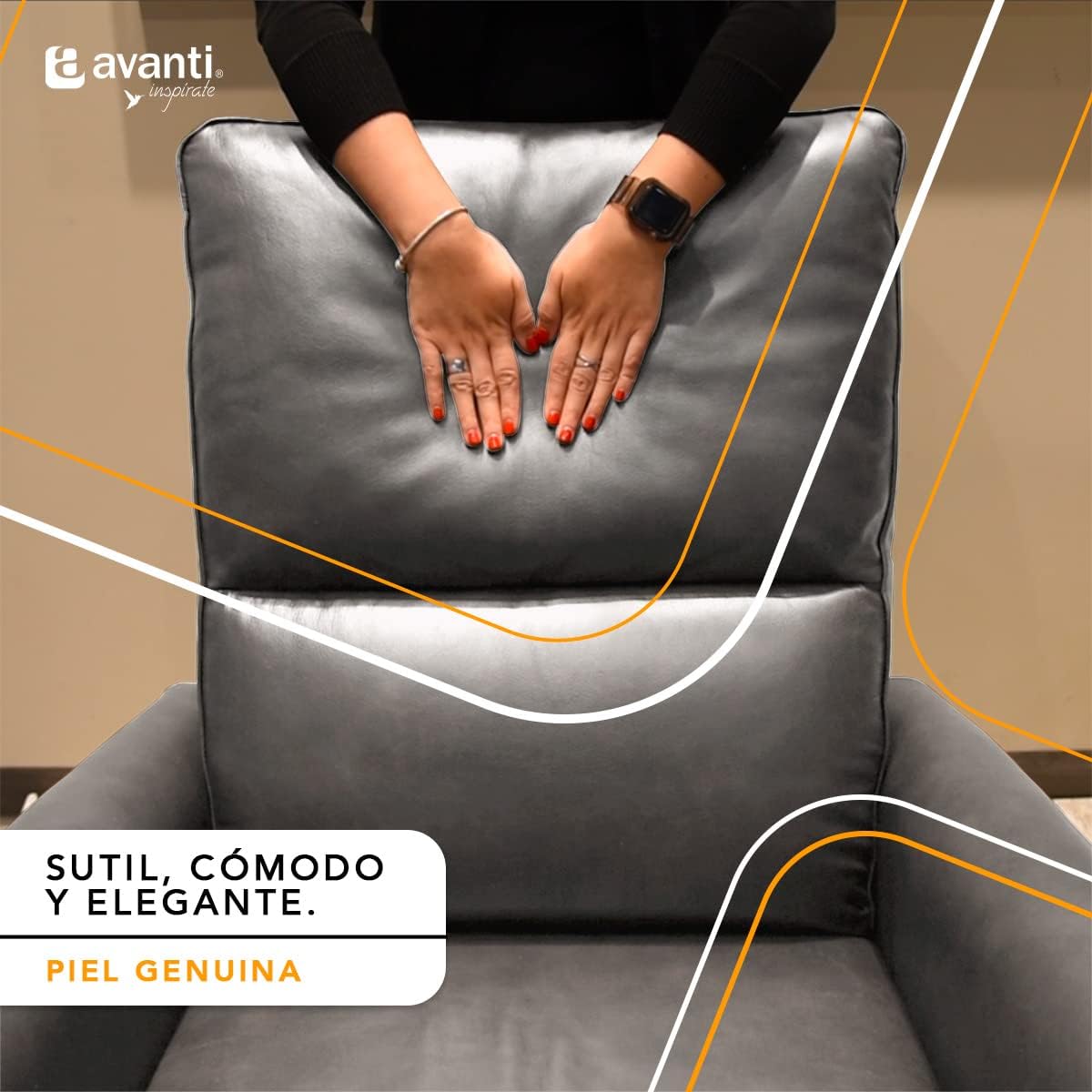 Sillón Reclinable Eléctrico Modelo Jermell de Piel color Gris.
