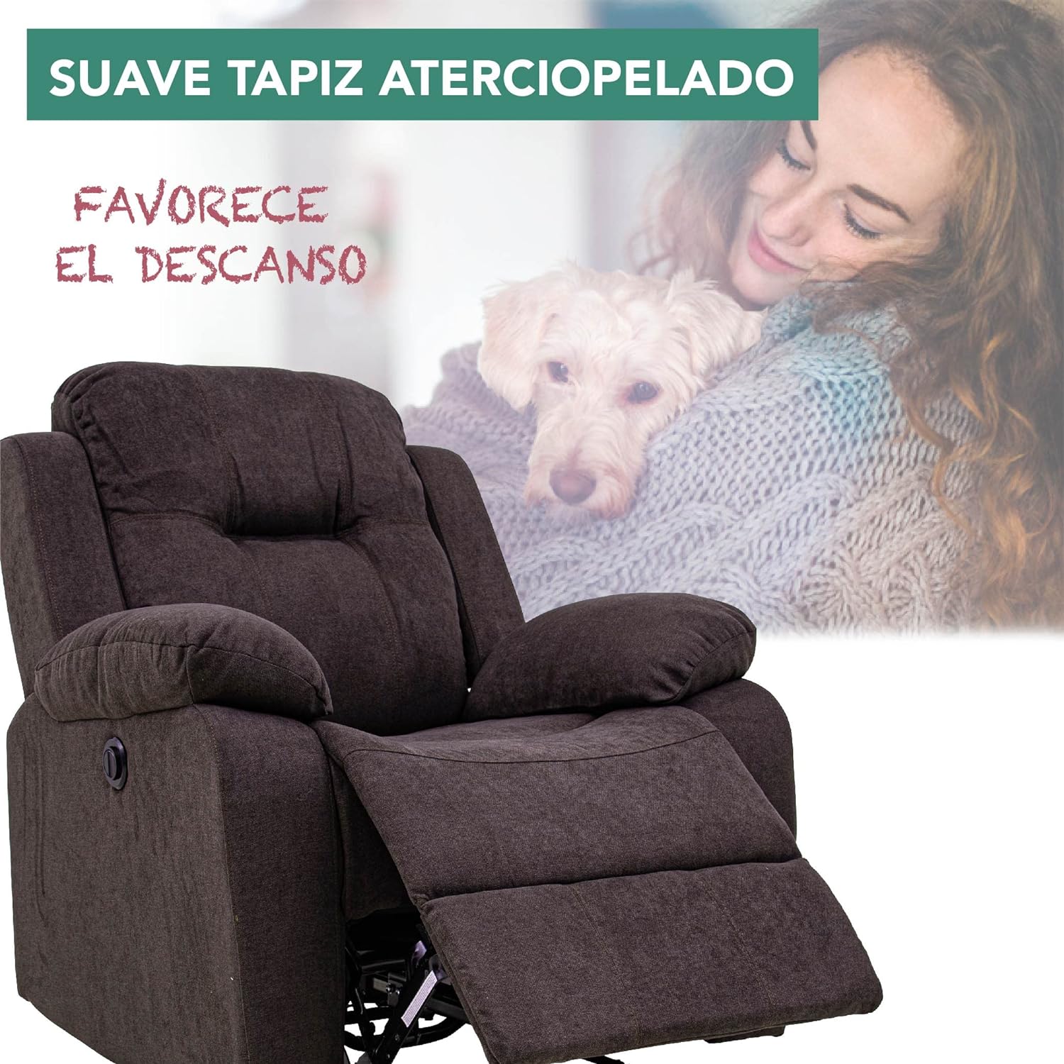Sillón Reclinable Cloe Eléctrico de Tela color Godiva.