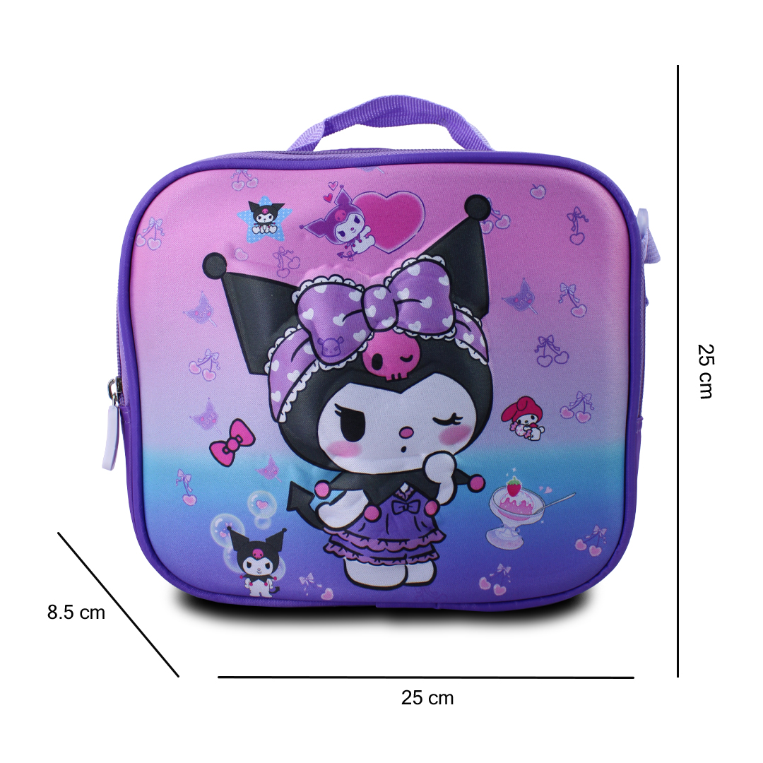 Kit Mochila Lonchera Y Lapicera De Kuromi Para Niños.