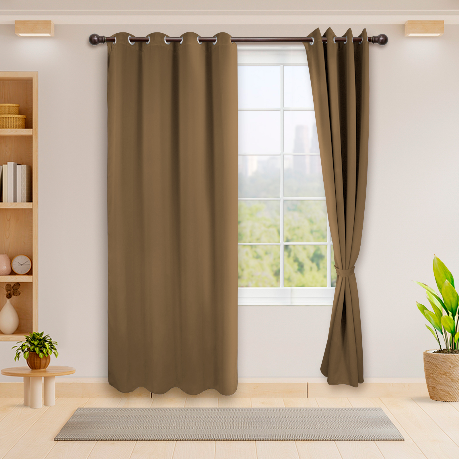 Cortinas Blackout Caqui Térmico Largas Lisa Opaca 95% Bloqueo Luz .