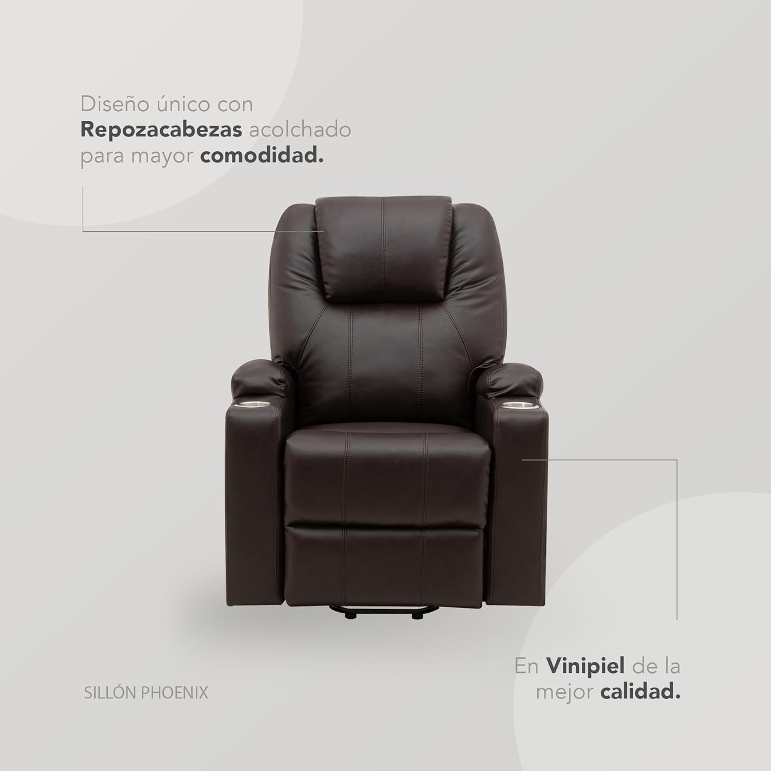 Sillón Reclinable con Masajeador Eléctrico Individual - Reposet Reclinable Confortable con Elevador para Facilitar El Descenso del Adulto del Sofá - para Sala De TV - Phoenix (Chocolate).