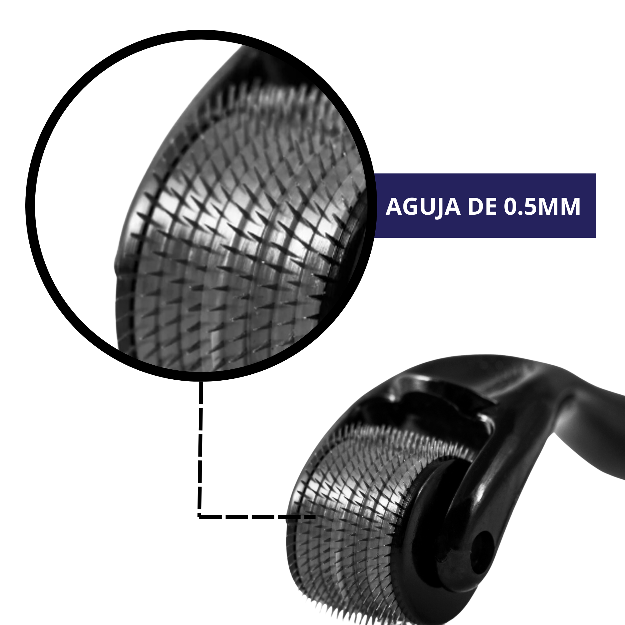DERMAROLLER RODILLO PARA BARBA DERMAFOL 0.5 MM AGUJA TITANIO.