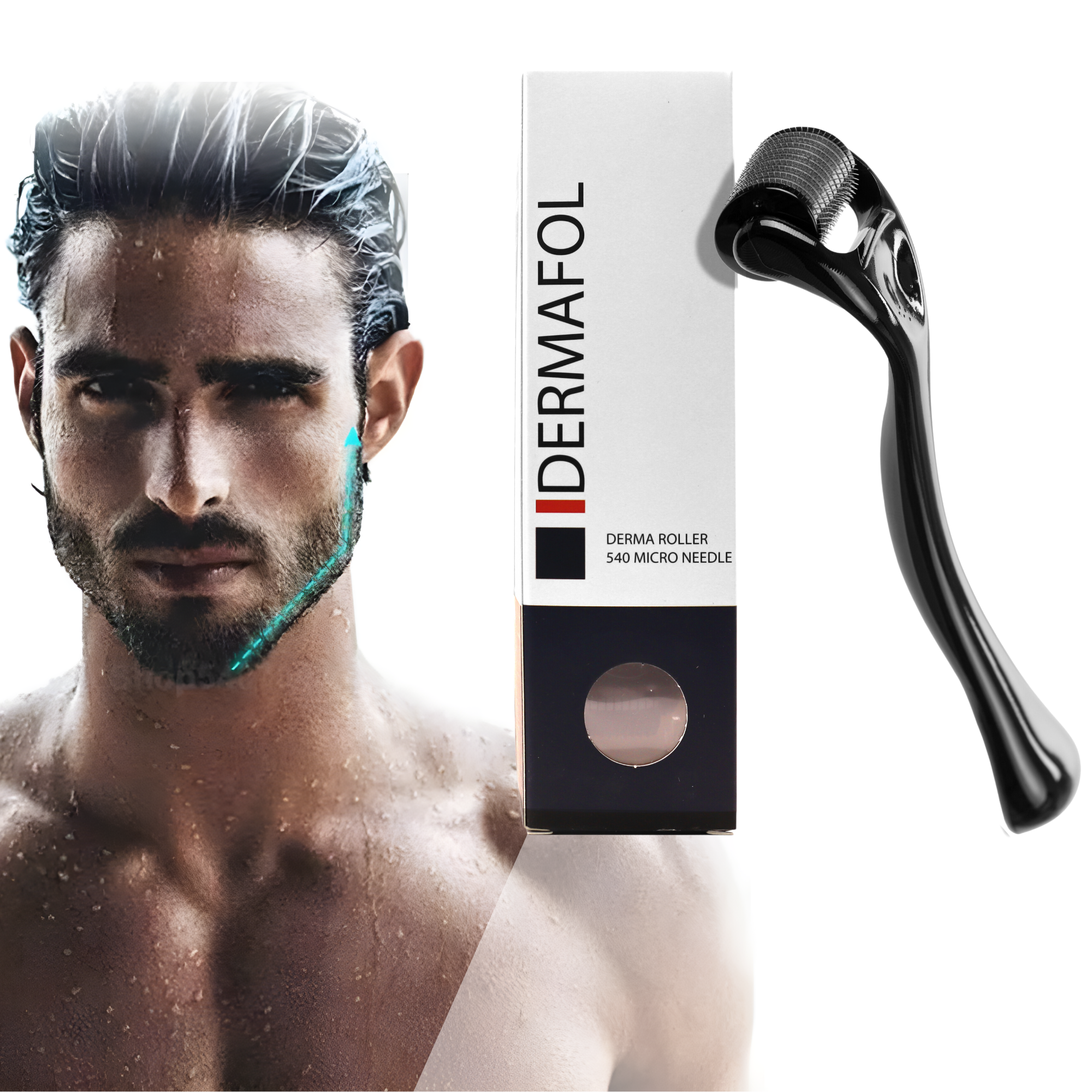 DERMAROLLER RODILLO PARA BARBA DERMAFOL 0.5 MM AGUJA TITANIO.