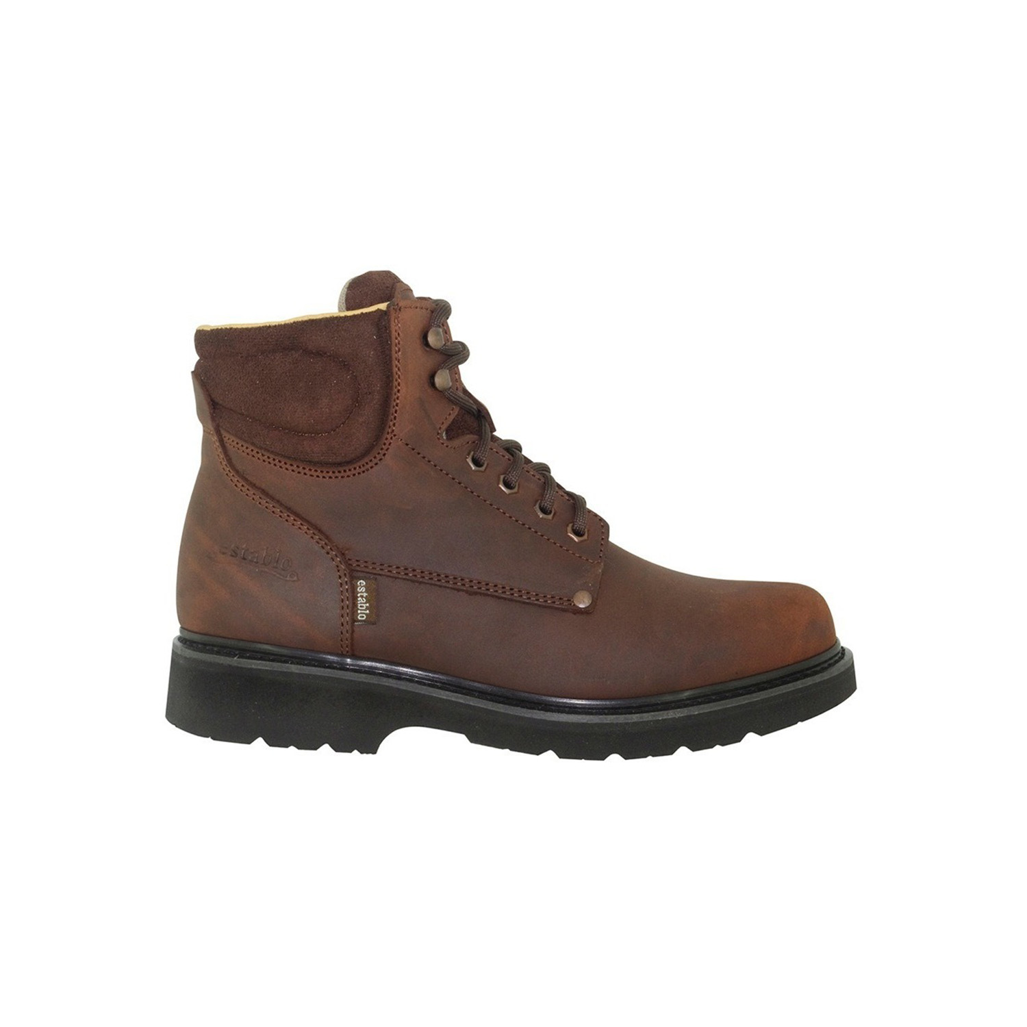 Bota Industrial De Piel Para Trabajo Con Casquillo Establo 504 Color Café Crazy.