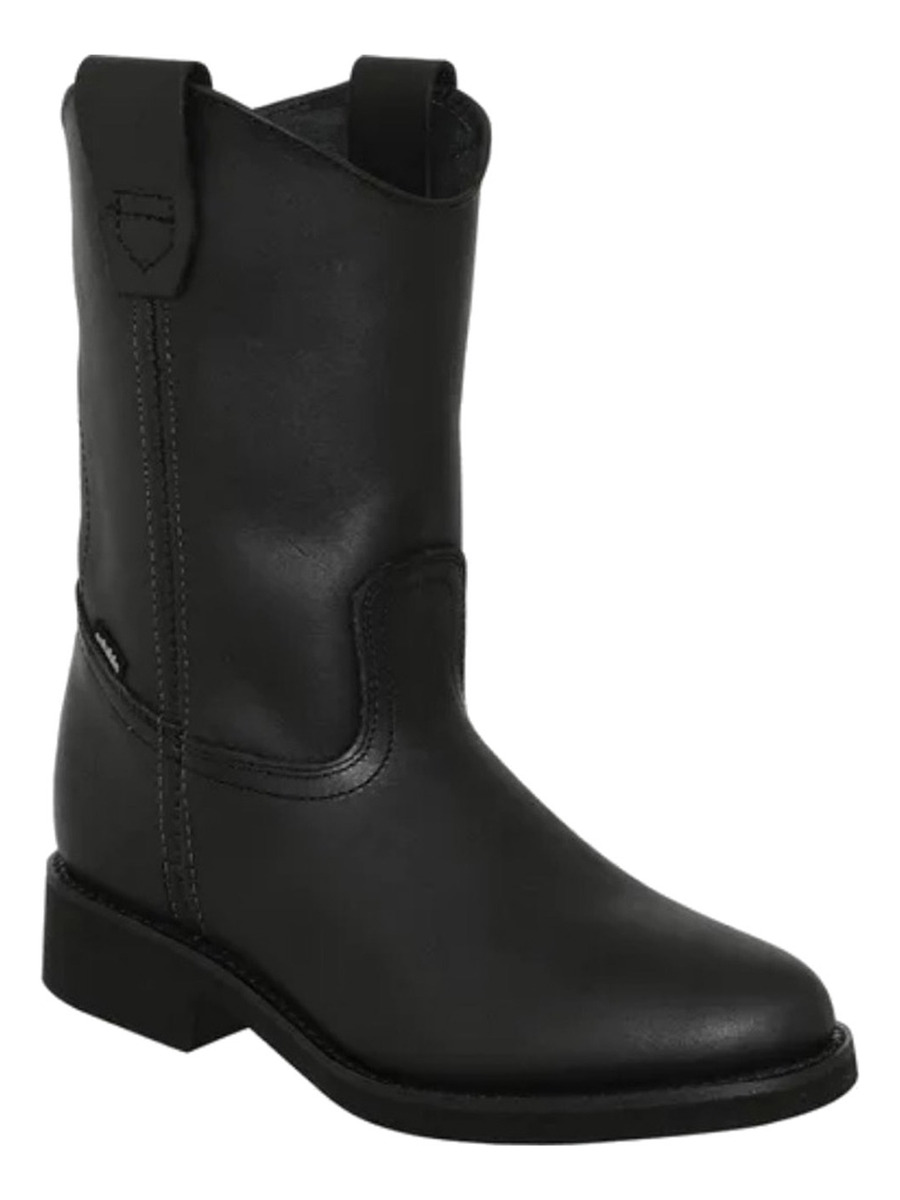 Bota De Trabajo Establo 512 De Piel Con Tacón Negro