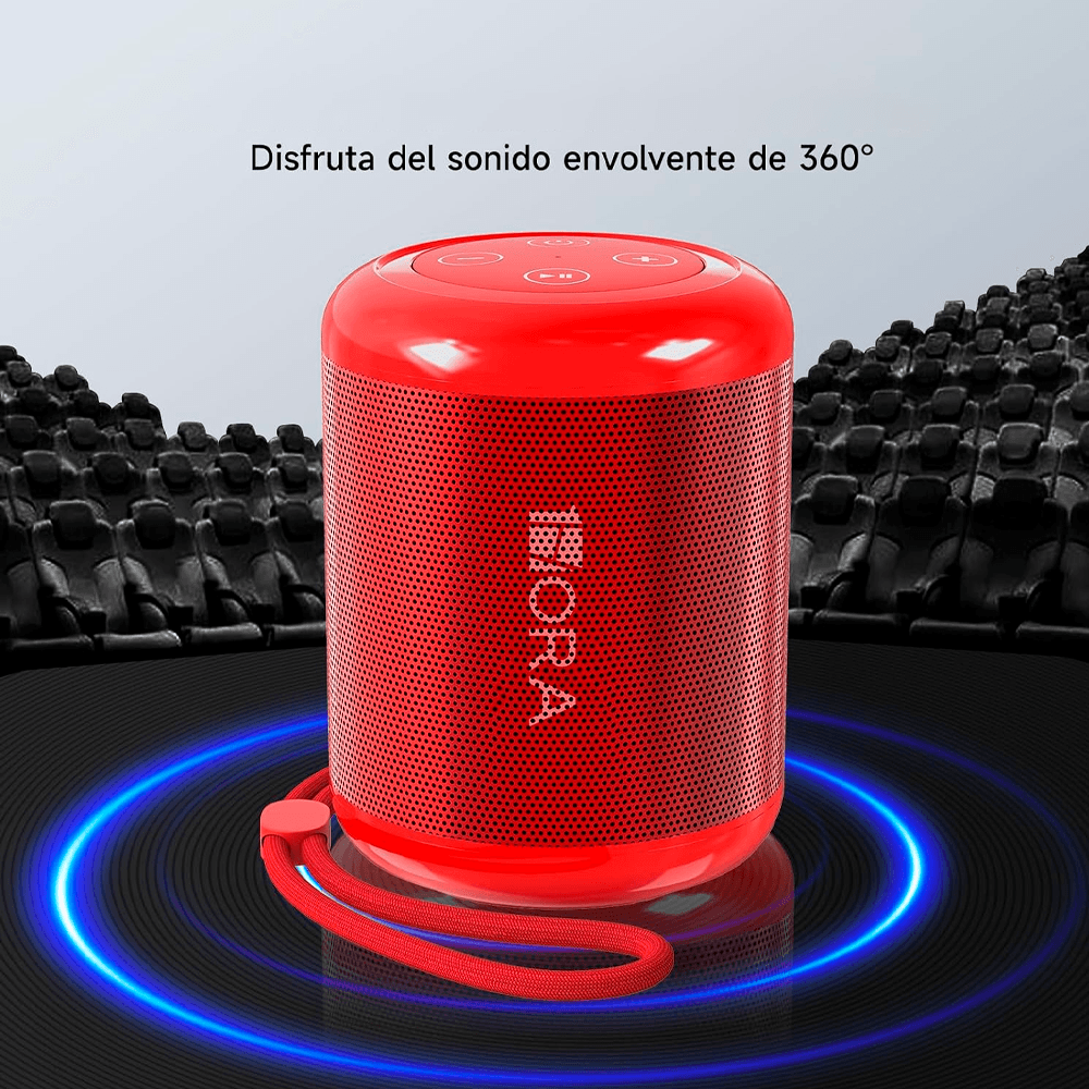 Bocina Portátil Bluetooth 1 Hora Calidad De Sonido Mini Corneta 7 Horas de Duración Color Rojo.