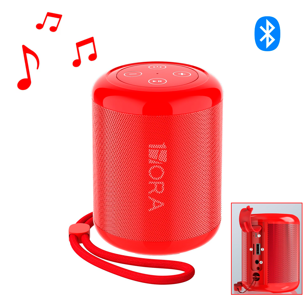 Bocina Portátil Bluetooth 1 Hora Calidad De Sonido Mini Corneta 7 Horas de Duración Color Rojo.
