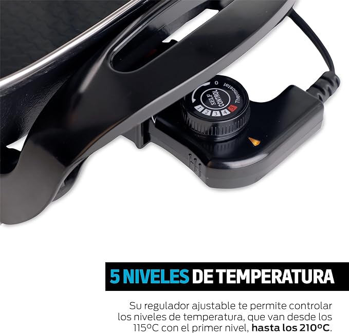 Redlemon Sartén Eléctrico Antiadherente de 4.5 Litros con Tapa de Vidrio Templado y Regulador Ajustable de Hasta 5 Temperaturas, Sartén con Parrilla Eléctrica Ideal para Cocinar Todo Tipo de Platillos.