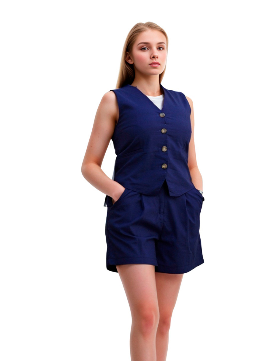 Conjunto casual short y chaleco Bomy para mujer