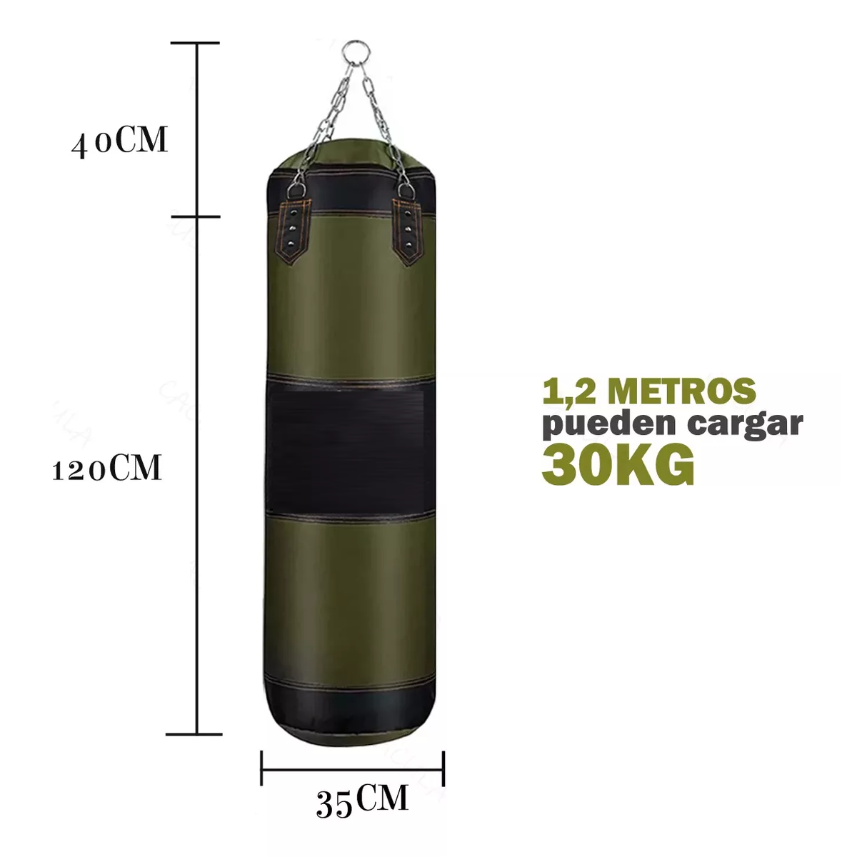 Kit Saco Bolsa Boxeo 120 Cm Verde 6 Pzas