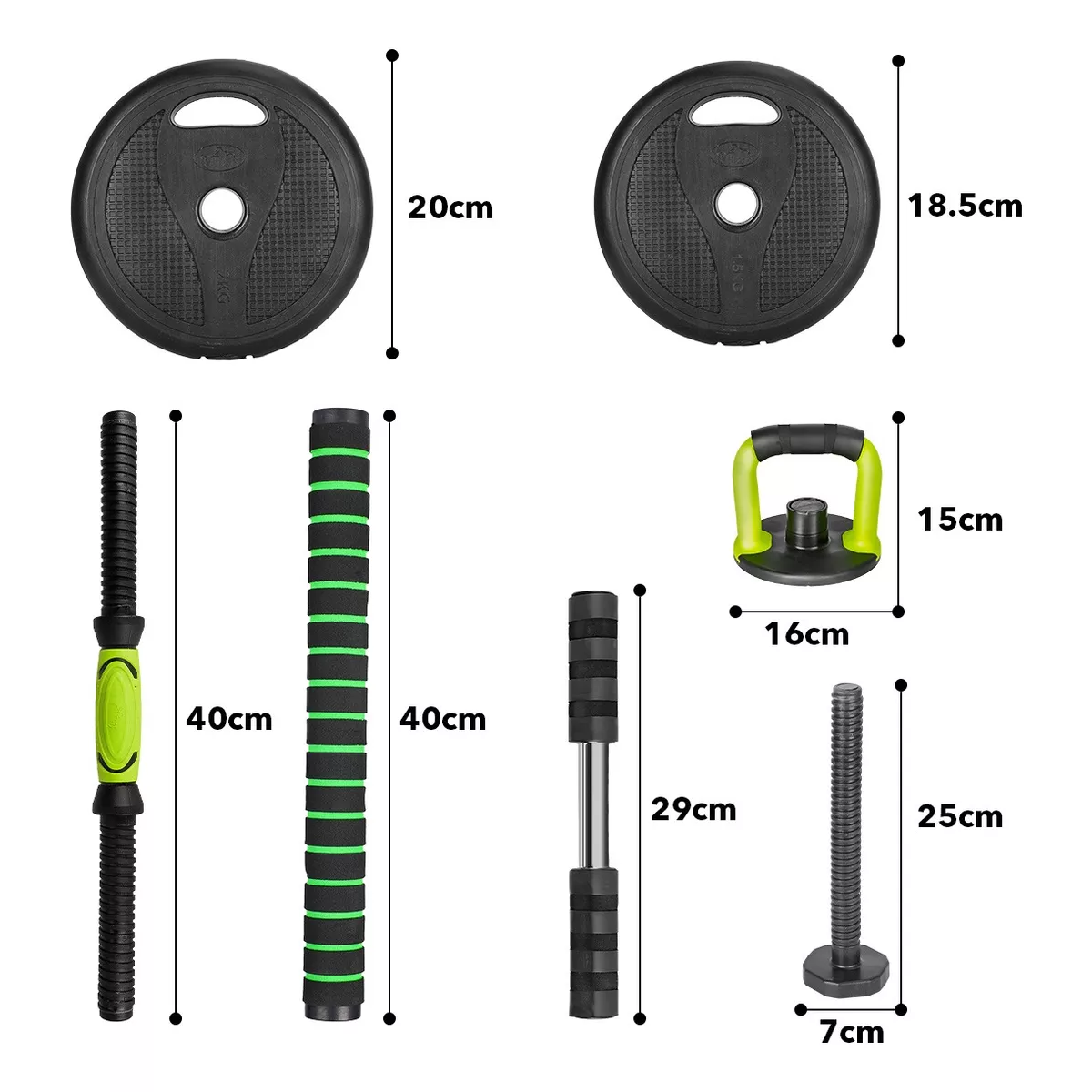 Kit Mancuerna Pesas Barra Ejercicio 5 En 1  Ajustables 15 Kg