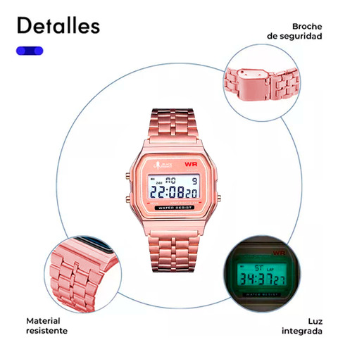 Relojes Mayoreo Vintage Retro Digital A168 Correa Metal Color de la correa Rose gold