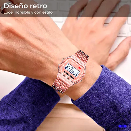 Relojes Mayoreo Vintage Retro Digital A168 Correa Metal Color de la correa Rose gold