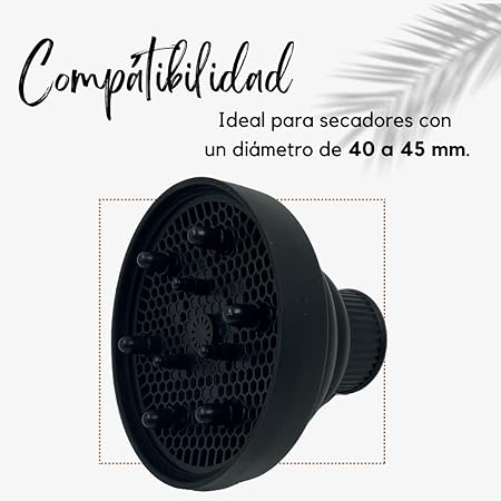 A Calmind Difusor Plegable de Secadora - Difusor Universal para Secadores de Pelo y Rizadores, para Rizos Perfectos, High temperature Anti-Frizz Styling Accesories 40-45 mm Color Negro.