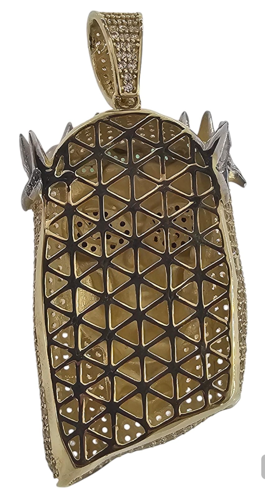 Dije de Calavera con Corona o Rostro santa muerte Oro 10K.