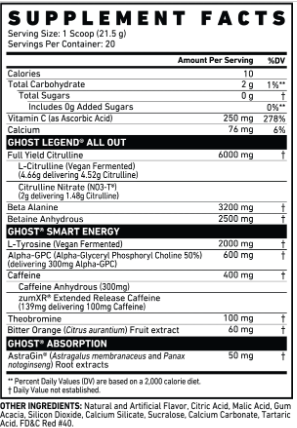 Pre entreno Ghost Legend 420 Gr 30 Serv Mora Azul