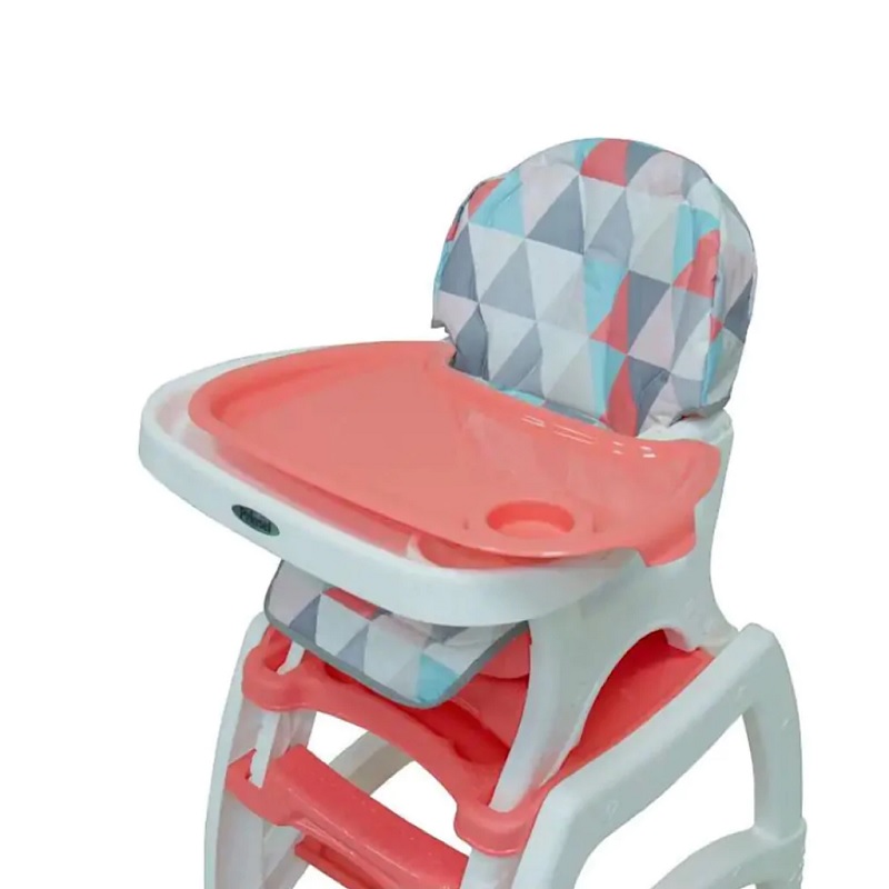 Silla Alta 2en1 PRINSEL Kinder City Triangulos Coral.