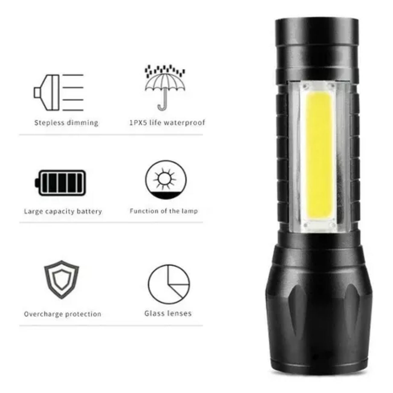 Lampara Tactica Recargable Usb Linterna Led Militar Nocturna