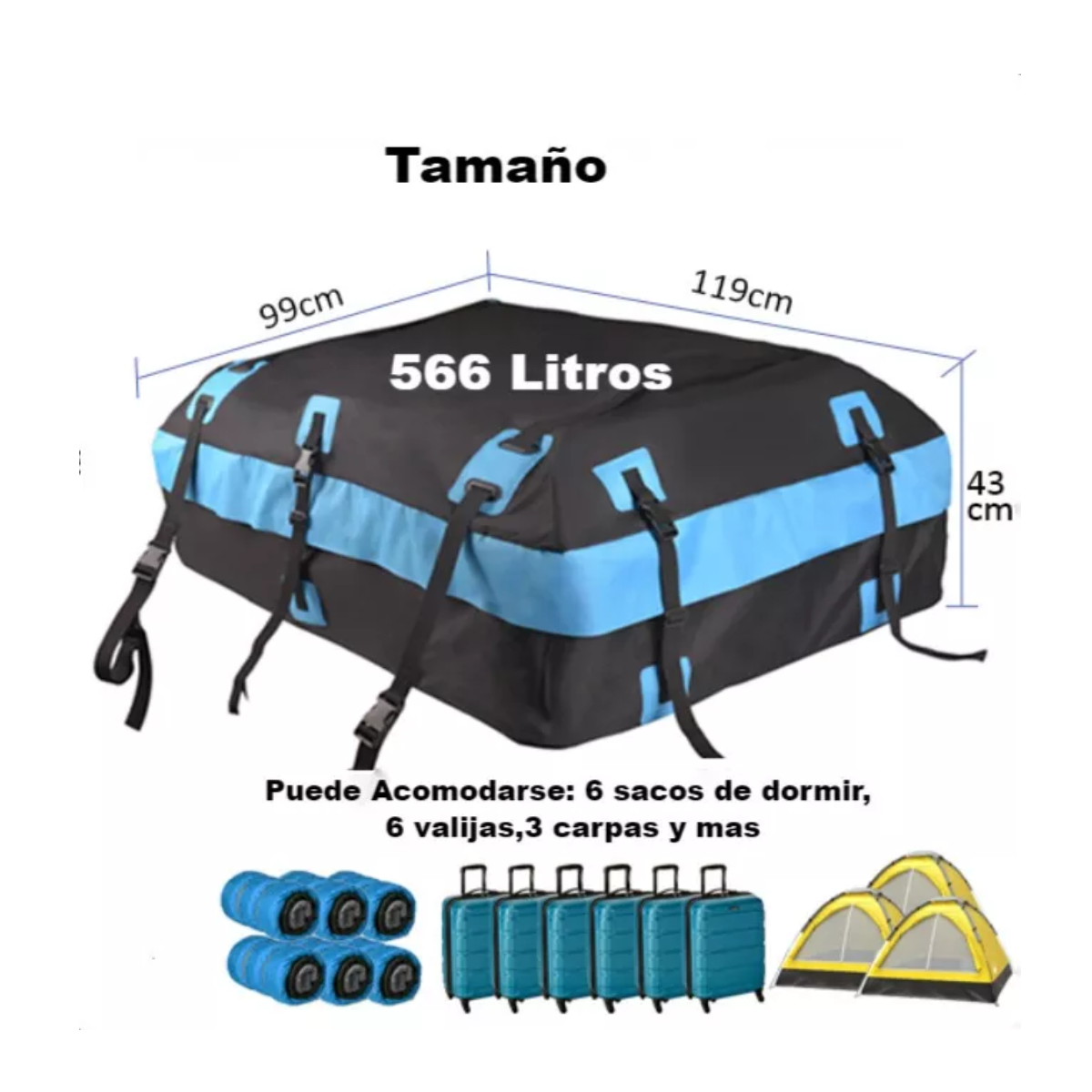 Bolsa Portaequipaje De Techo Impermeable De Tela Oxford 566l