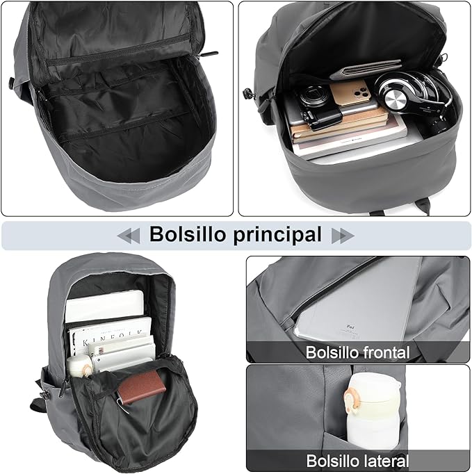 A Mochila de Viaje Hombre Mochilas para Laptop Portátil 15.6 pulgadas Impermeable Mochila Antirrobo Ligero　Deportiva Universidad Elegante.