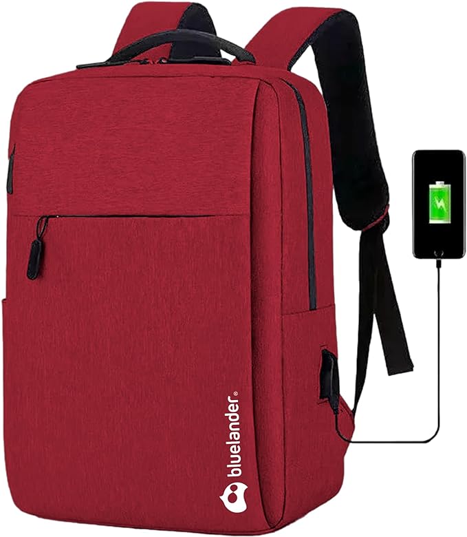 A Bluelander Mochila Antirrobo, Impermeable, Mochila para Laptop, Tablet, iPad y Cámara, Bolsillos Ocultos con Puerto de Carga USB para Power Bank (No incluida), Ligera, Cómoda, Materiales Resistentes, Excelente para Viajes y Oficina