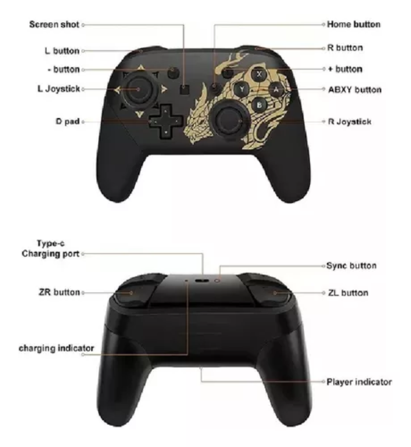 Control Generico Para Switch Tipo Pro Monster Hunter Rise