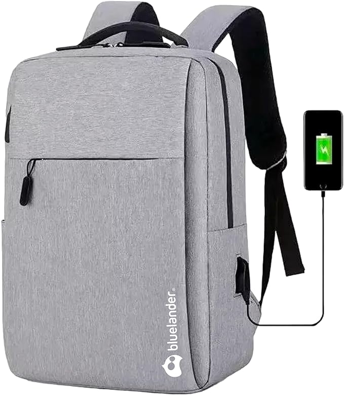 A Mochila Antirrobo, Impermeable, Mochila para Laptop, Tablet, iPad y Cámara, Bolsillos Ocultos con Puerto de Carga USB para Power Bank (No incluida), Ligera, Cómoda, Materiales Resistentes, Excelente para Viajes y Oficina.