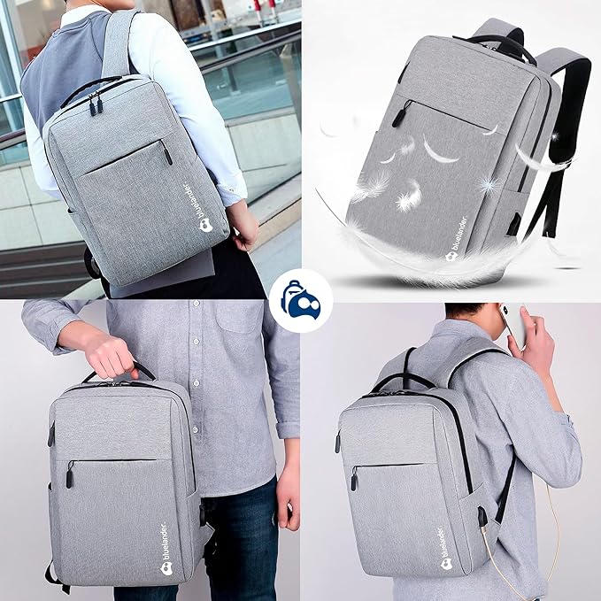 A Mochila Antirrobo, Impermeable, Mochila para Laptop, Tablet, iPad y Cámara, Bolsillos Ocultos con Puerto de Carga USB para Power Bank (No incluida), Ligera, Cómoda, Materiales Resistentes, Excelente para Viajes y Oficina.