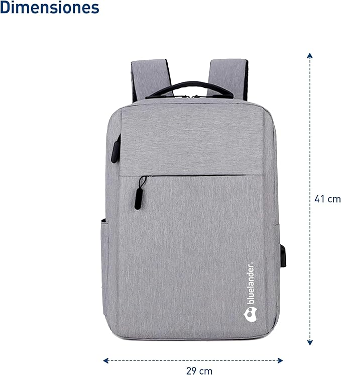 A Mochila Antirrobo, Impermeable, Mochila para Laptop, Tablet, iPad y Cámara, Bolsillos Ocultos con Puerto de Carga USB para Power Bank (No incluida), Ligera, Cómoda, Materiales Resistentes, Excelente para Viajes y Oficina.