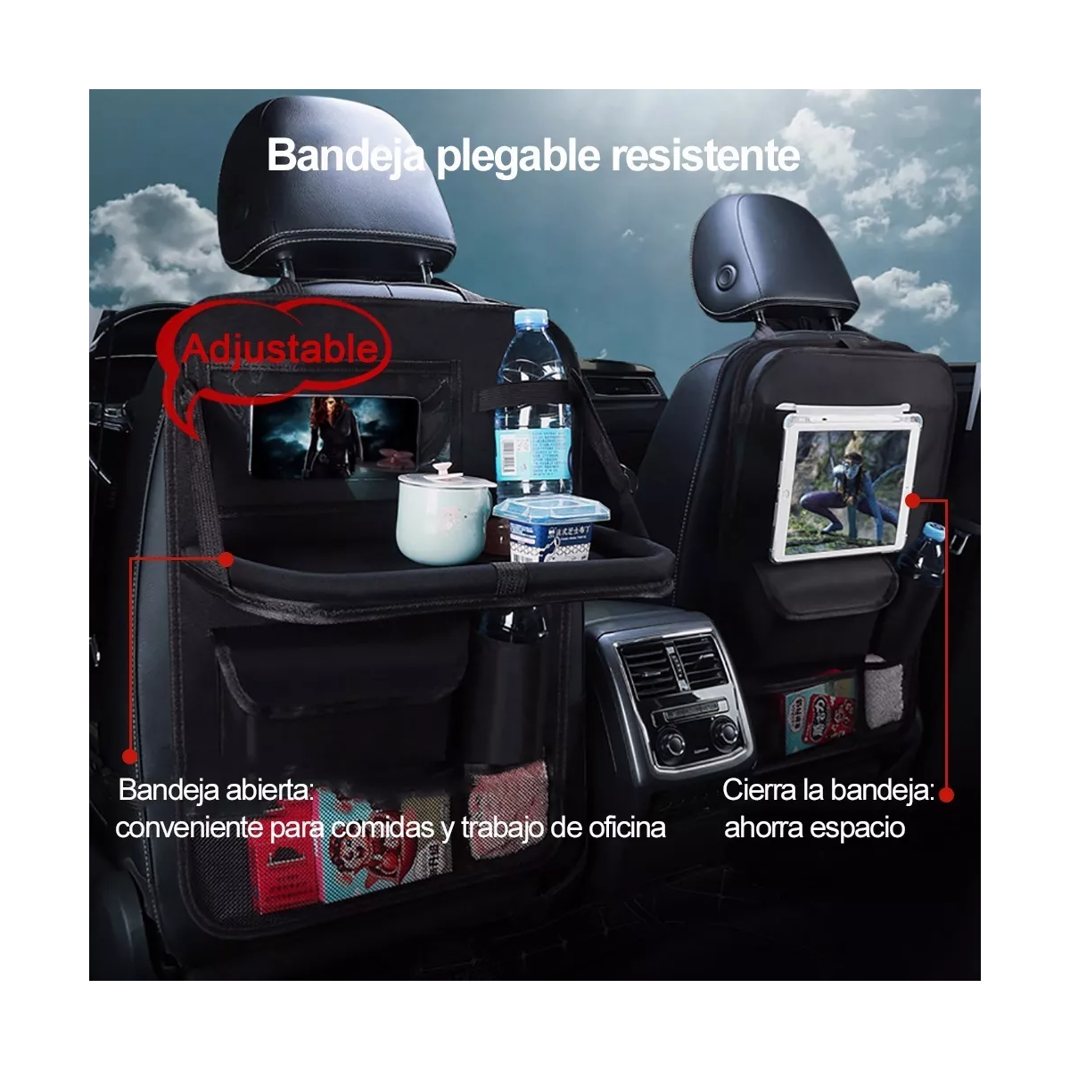 Organizador Para Asiento Trasero Auto Coche Mesa Bolsa 2 Pzs