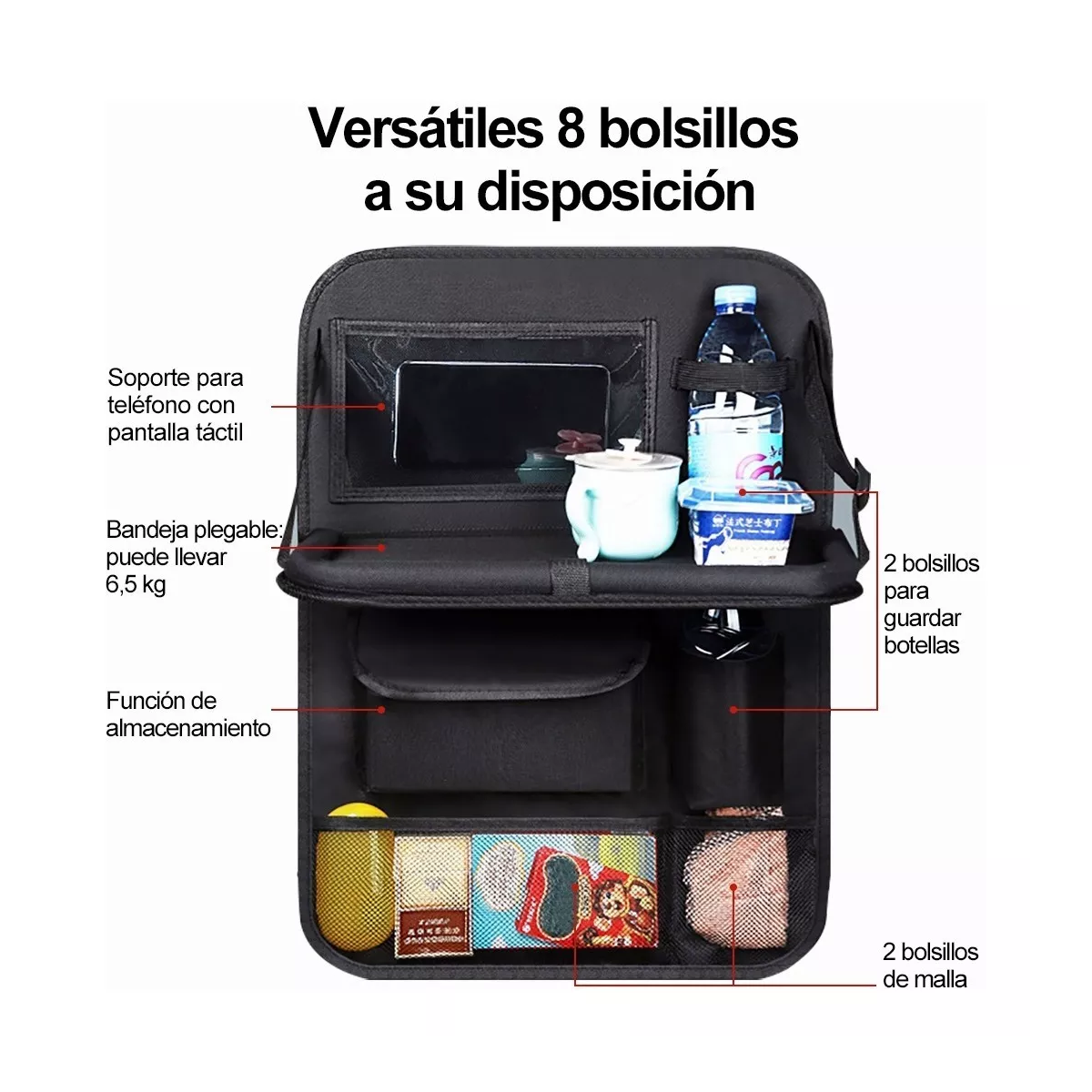 Organizador Para Asiento Trasero Auto Coche Mesa Bolsa 2 Pzs