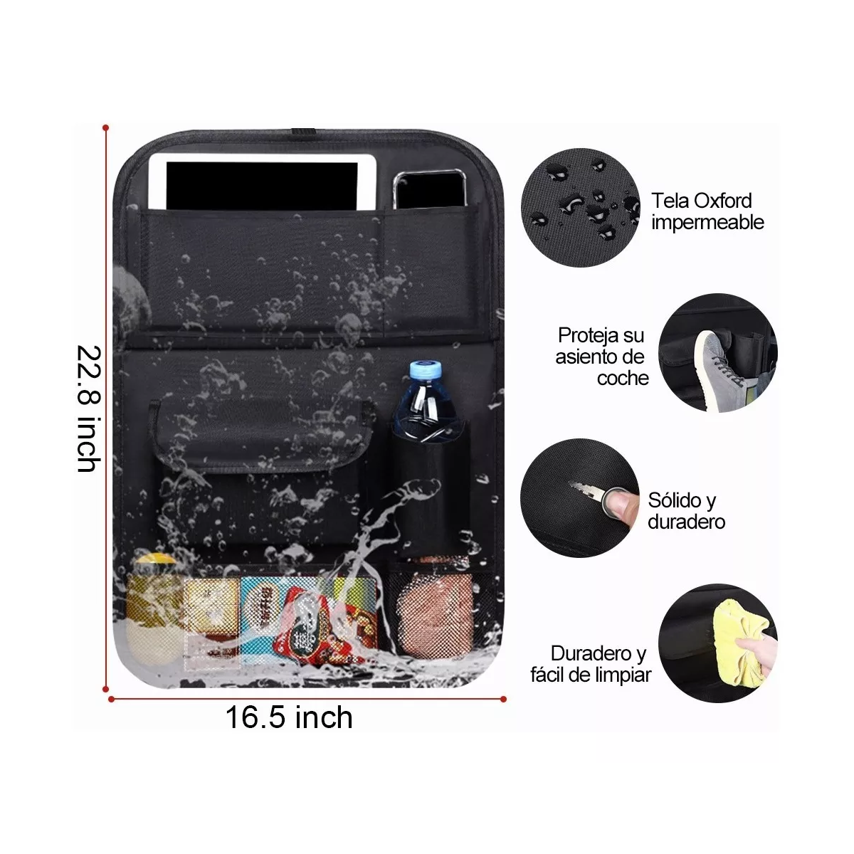 Organizador Para Asiento Trasero Auto Coche Mesa Bolsa 2 Pzs