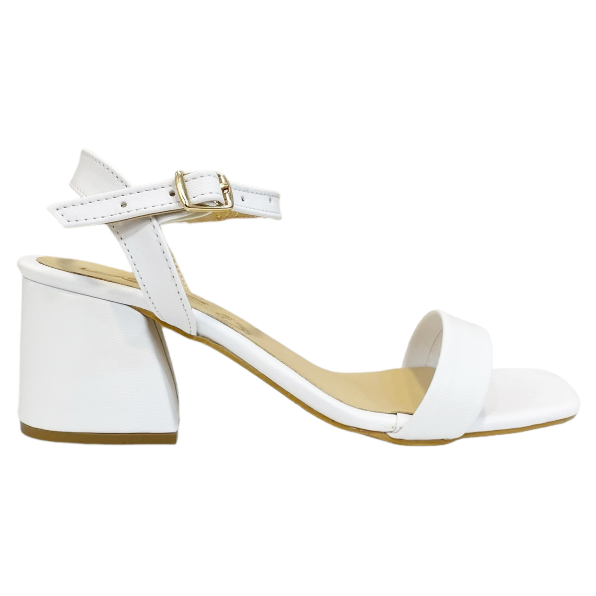 Zapatillas Blancas Sandalias de Dama tacón bajo Bap .