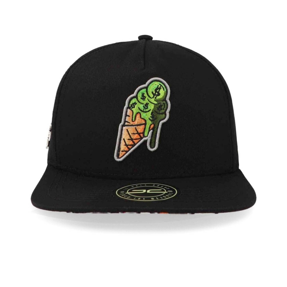Gorra PLana JC Hats ice Cream Negro Ajustable 001658 De Hombre .