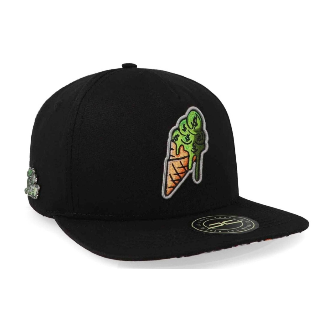 Gorra PLana JC Hats ice Cream Negro Ajustable 001658 De Hombre .