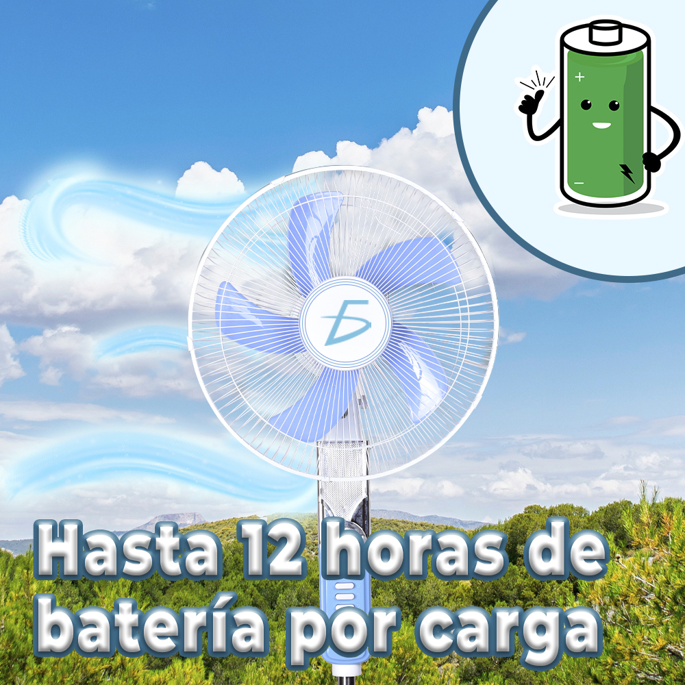 Ventilador Solar con Panel incluido y Base de Carga USB para cargar tus equipos electronicos 16 Pulg