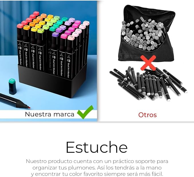 A Raganet, 60 Plumones Doble Punta, Marcadores Punta Ancha y Delgada, No Tóxicos, De Dibujo Profesional y Para Niños, (60 Colores Diferentes) (Negro).
