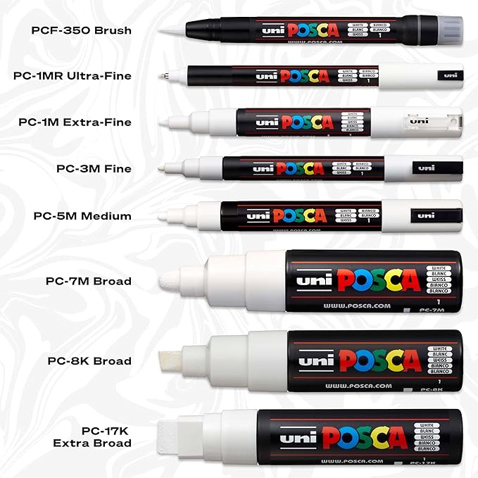 A POSCA Juego de marcadores de pintura de 8 colores, PC-5M mediano.