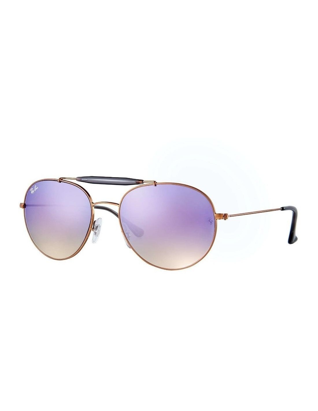 Lentes de sol Ray Ban Rb3540 198/7x Round Double Bridge Lila Espejo Bronce