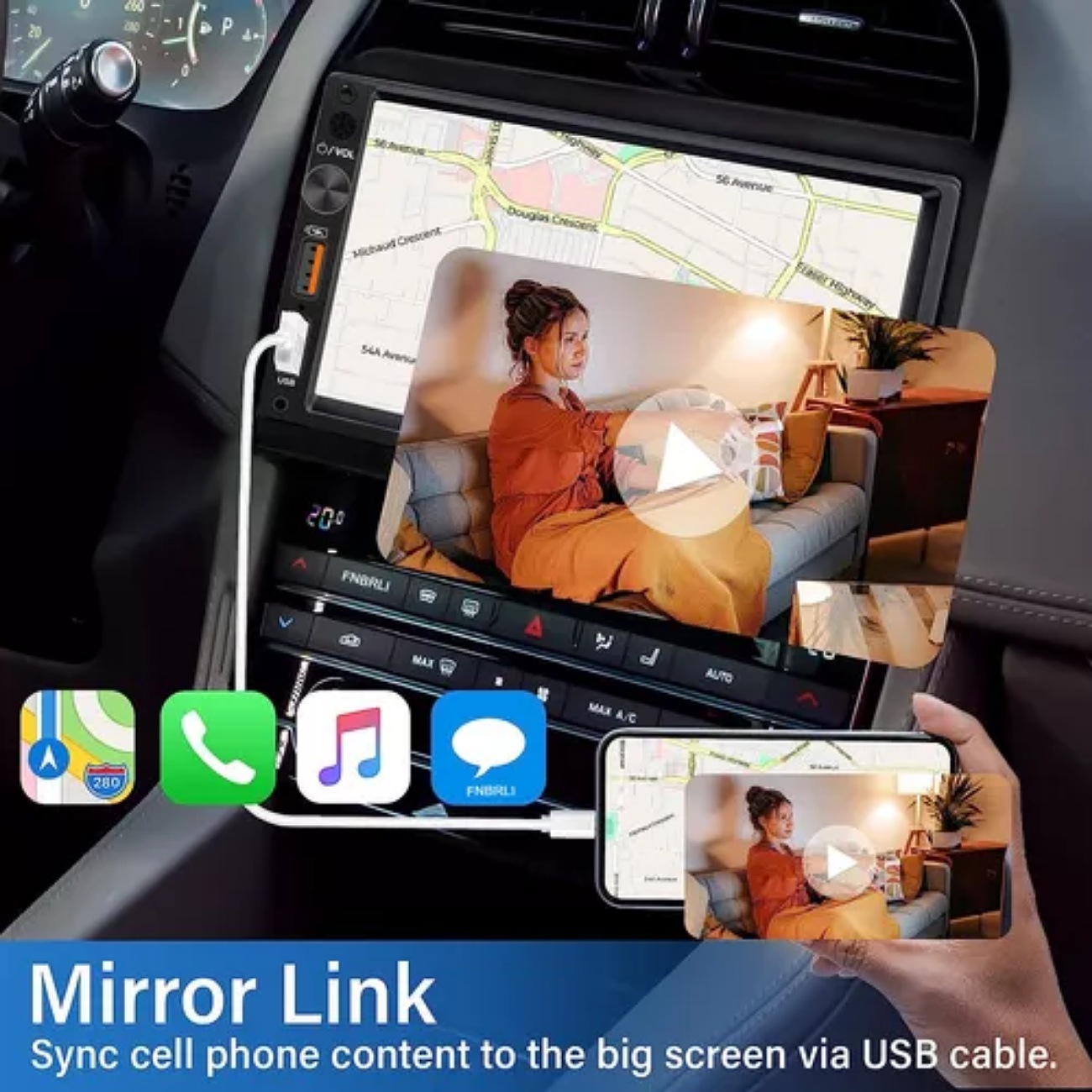 Fnbrli Estéreo De Auto 7in Mirrorlink Bluetooth 2 Usb 7020