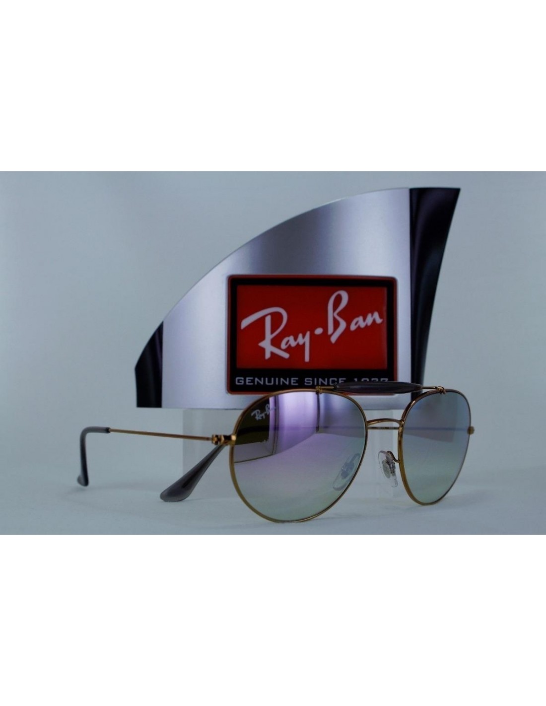 Lentes de sol Ray Ban Rb3540 198/7x Round Double Bridge Lila Espejo Bronce