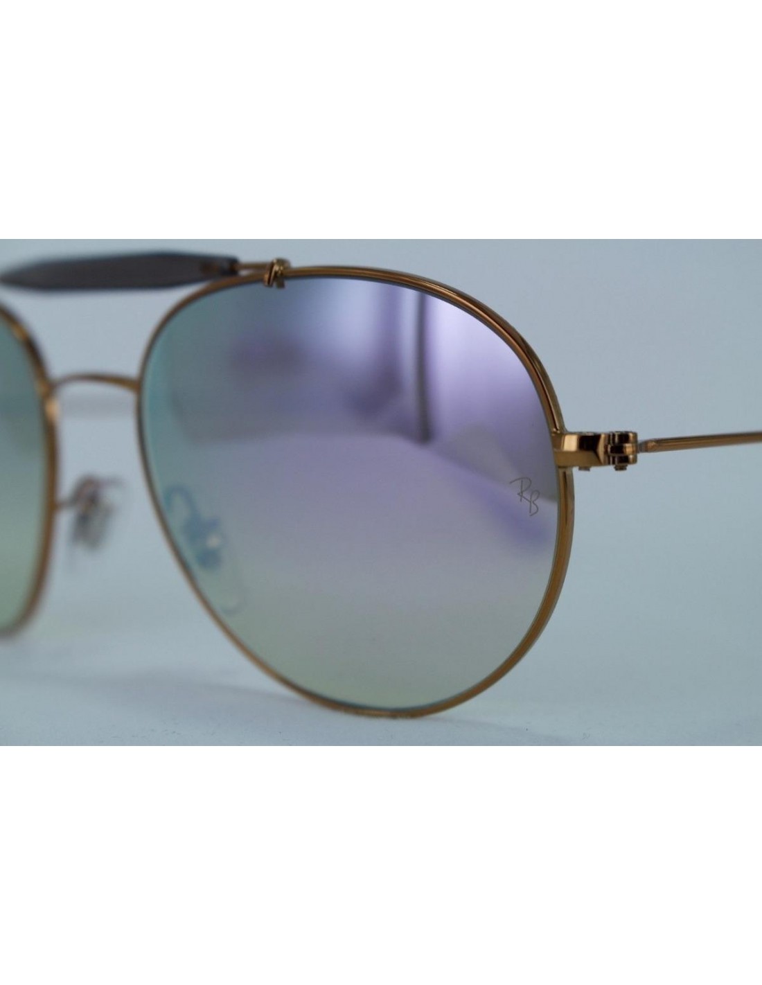 Lentes de sol Ray Ban Rb3540 198/7x Round Double Bridge Lila Espejo Bronce