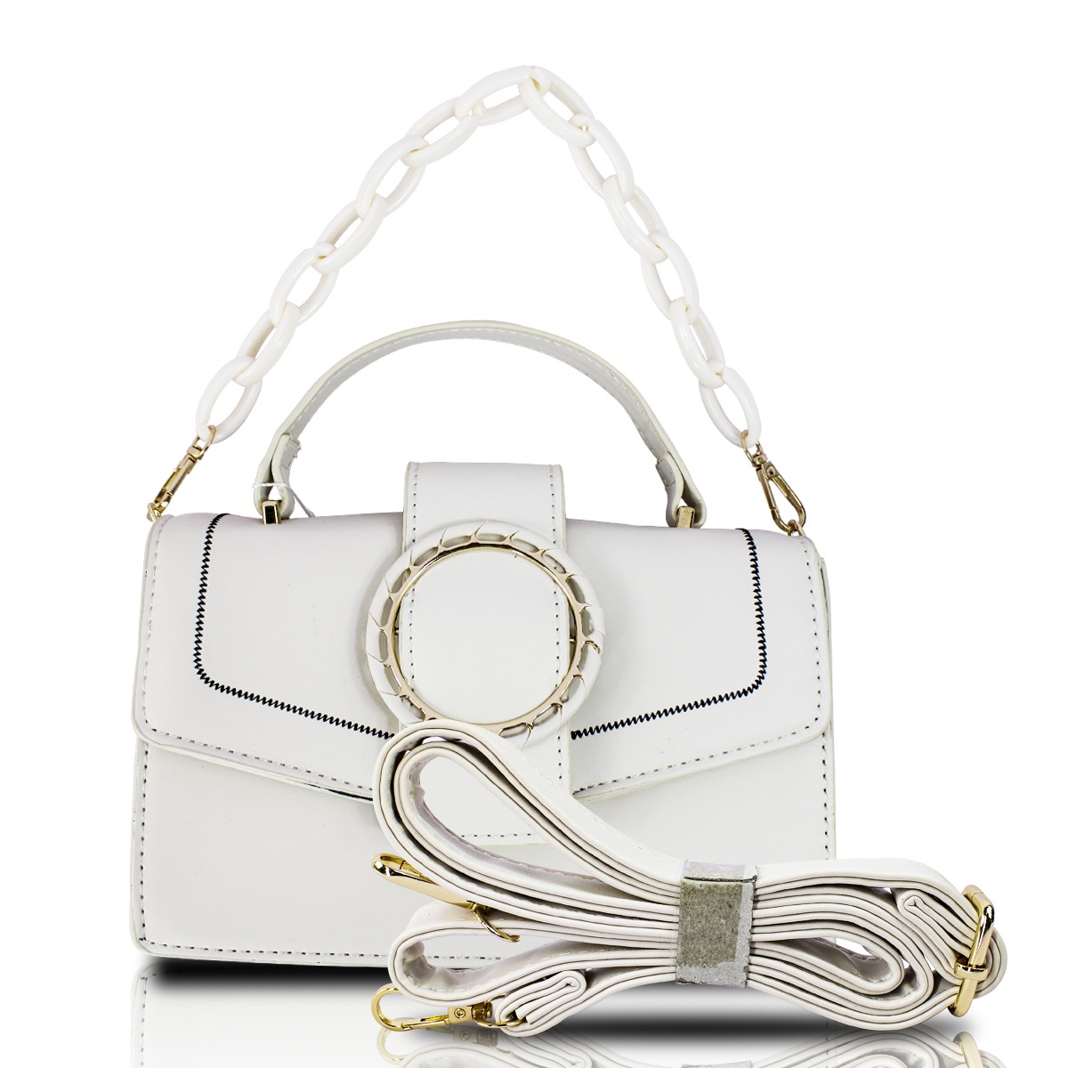 Bolso Blanco De Hombro Y Mano Crosbody Para Mujer.
