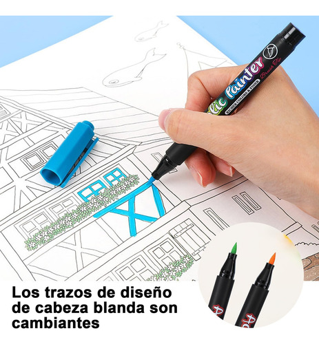 Marcadores Punta Plumones Pincel Acrílica Papeleria 48colors