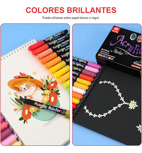 Marcadores Punta Plumones Pincel Acrílica Papeleria 48colors