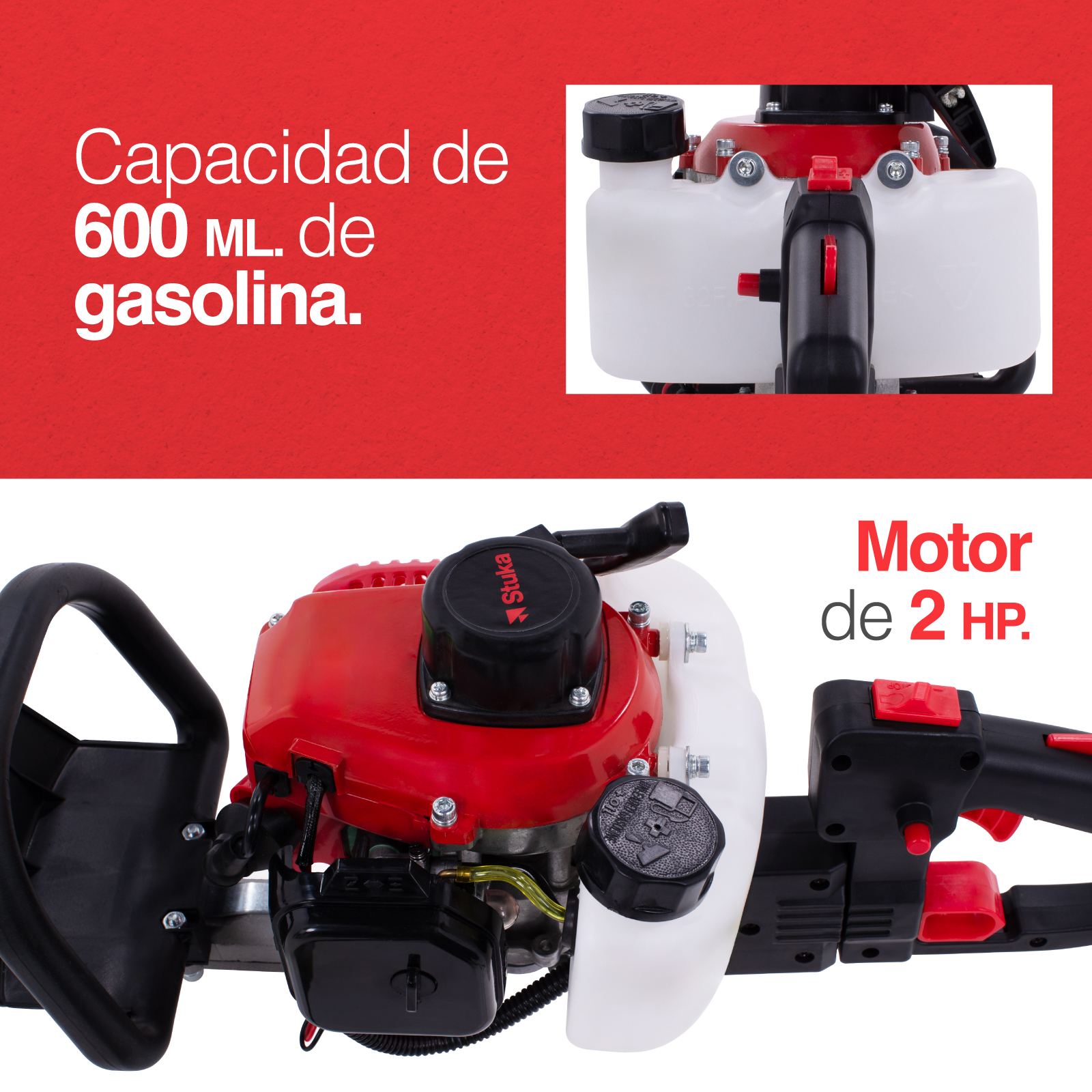 Stuka Cortasetos de 2 HP y una Velocidad de 1.88 m/s para arboles, arbustos y Uso Pesado.